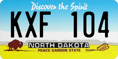 ND license plate KXF104