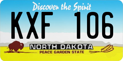 ND license plate KXF106