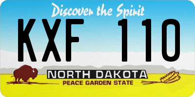 ND license plate KXF110