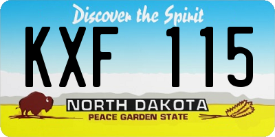 ND license plate KXF115