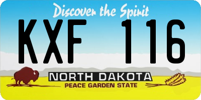 ND license plate KXF116