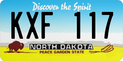 ND license plate KXF117