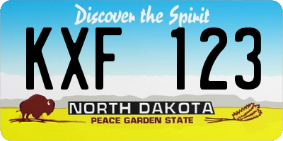 ND license plate KXF123