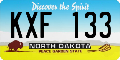 ND license plate KXF133