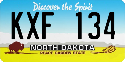 ND license plate KXF134