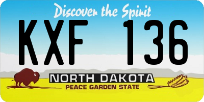 ND license plate KXF136