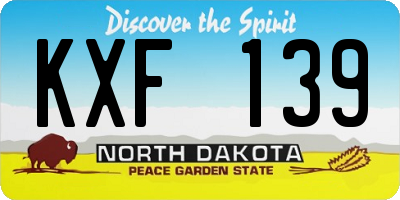 ND license plate KXF139