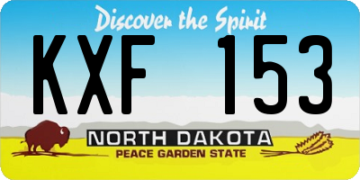 ND license plate KXF153