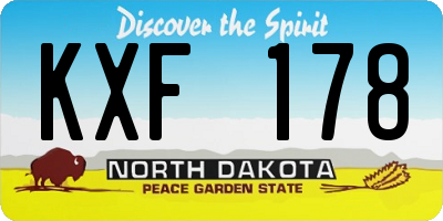 ND license plate KXF178