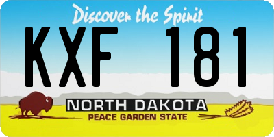 ND license plate KXF181