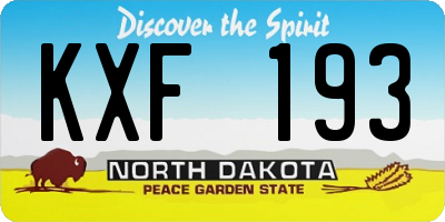 ND license plate KXF193