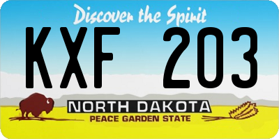ND license plate KXF203