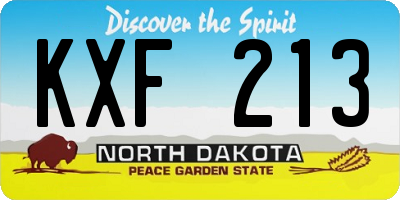 ND license plate KXF213
