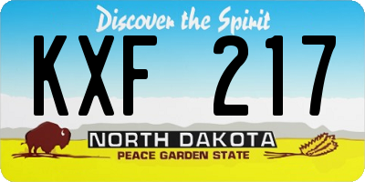 ND license plate KXF217