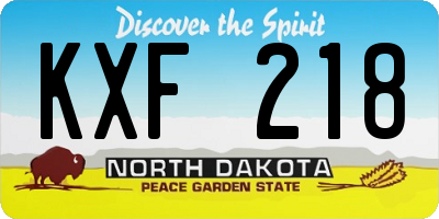 ND license plate KXF218