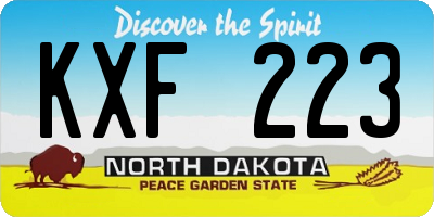 ND license plate KXF223