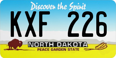 ND license plate KXF226