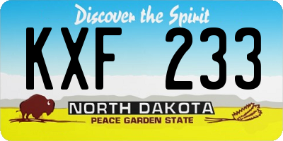 ND license plate KXF233