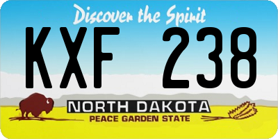 ND license plate KXF238