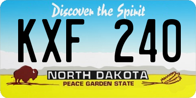 ND license plate KXF240
