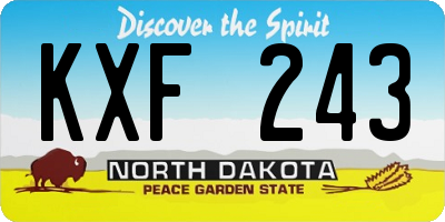 ND license plate KXF243