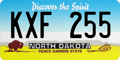 ND license plate KXF255