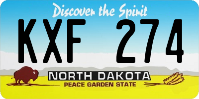 ND license plate KXF274