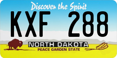 ND license plate KXF288