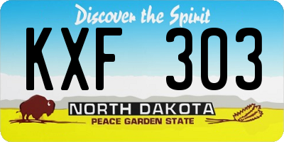 ND license plate KXF303