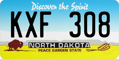 ND license plate KXF308