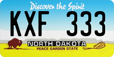 ND license plate KXF333