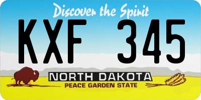 ND license plate KXF345