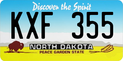 ND license plate KXF355