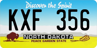 ND license plate KXF356