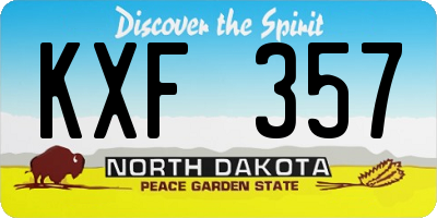 ND license plate KXF357