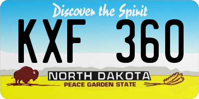 ND license plate KXF360