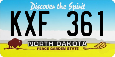 ND license plate KXF361