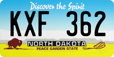 ND license plate KXF362