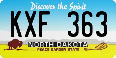 ND license plate KXF363