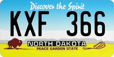 ND license plate KXF366
