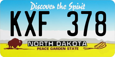 ND license plate KXF378