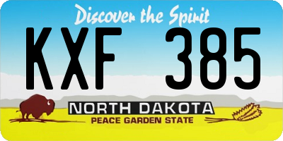 ND license plate KXF385