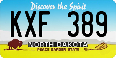 ND license plate KXF389