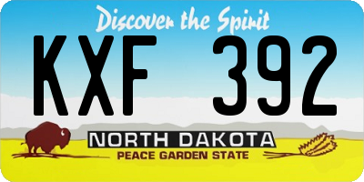 ND license plate KXF392