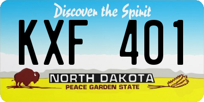 ND license plate KXF401