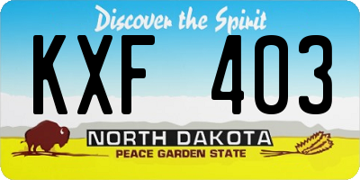 ND license plate KXF403