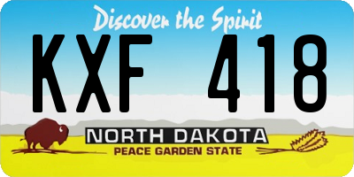ND license plate KXF418