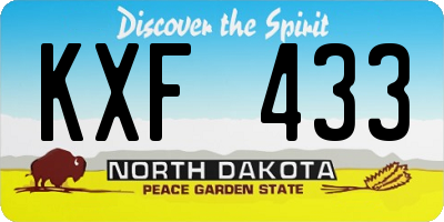 ND license plate KXF433