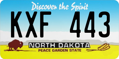 ND license plate KXF443