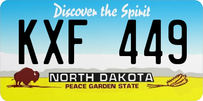 ND license plate KXF449